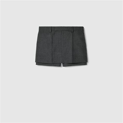 Wool grisaille mini skort in grey 